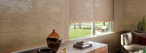 Roller shades in a natural fabric