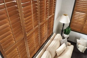 Wood shutters in a living room